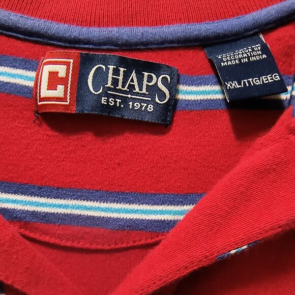 Chaps Ralph Lauren Polo Shirt Men’s XXL Red Striped Collared Short Sleeve - Picture 4 of 5